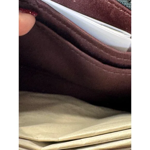 Coach Embossed Leather Wristlet Wallet Green Double-Zip Closure - Picture 5 of 7